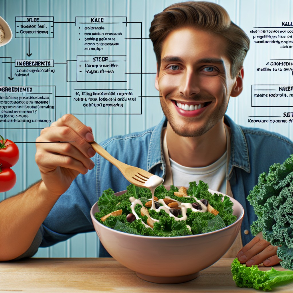 ¿Cómo hacer una ensalada cremosa de kale con aderezo vegano?